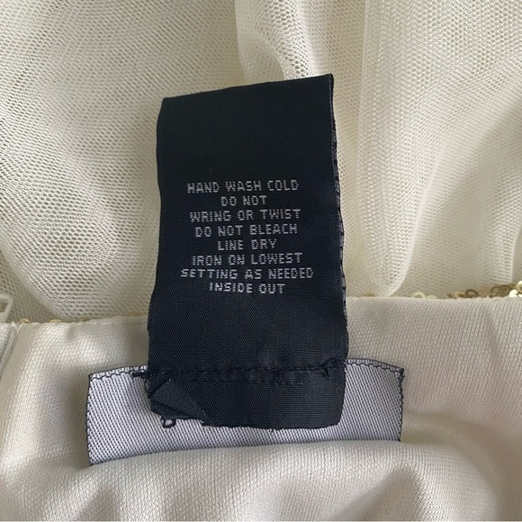 B. Darlin Gold Sequin White Tulle Knee Length Key Hole Back Dress Size 6 - Picture 6 of 9